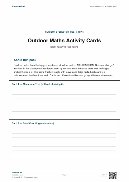 Preview of Outdoor Maths — Activity Cards
