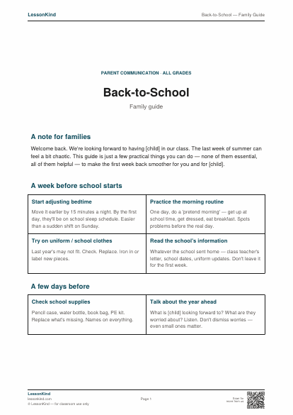 Preview of Back-to-School — Family Guide