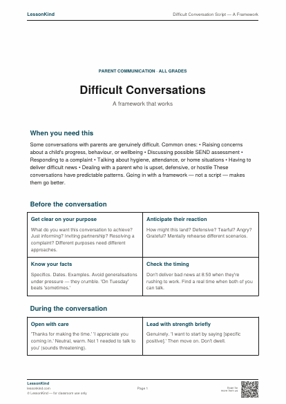 Preview of Difficult Conversation Script — A Framework