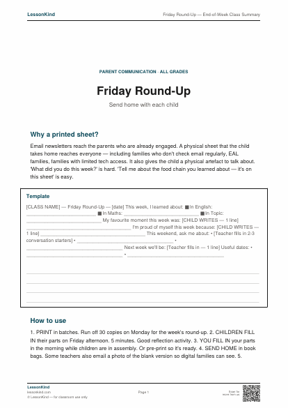 Preview of Friday Round-Up — End-of-Week Class Summary