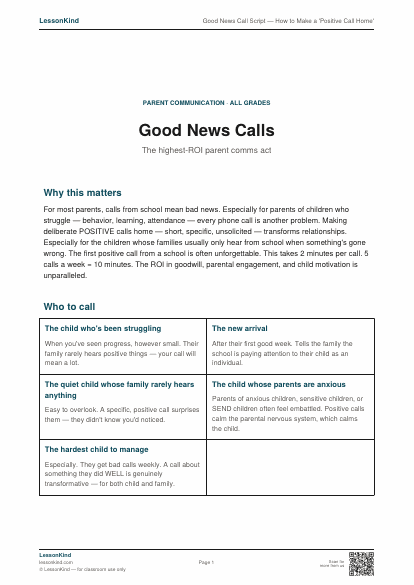 Preview of Good News Call Script — How to Make a 'Positive Call Home'