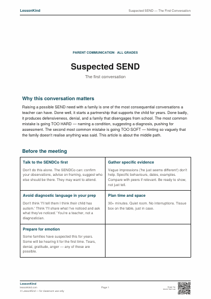 Preview of Suspected SEND — The First Conversation