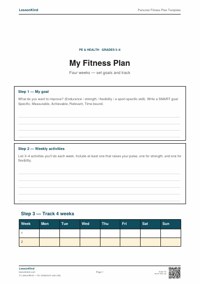 Preview of Personal Fitness Plan Template