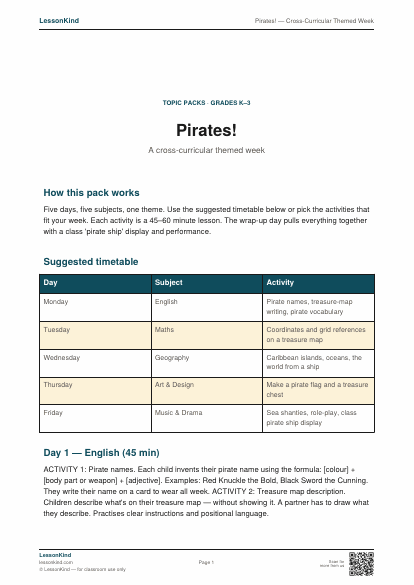 Preview of Pirates! — Cross-Curricular Themed Week