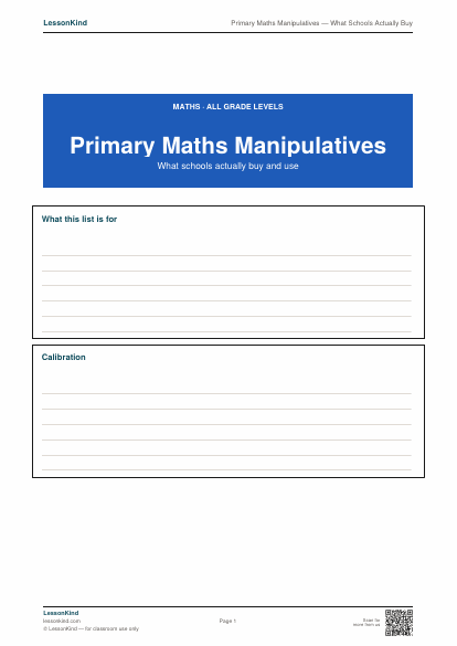 Preview of Primary Maths Manipulatives — What Schools Actually Buy
