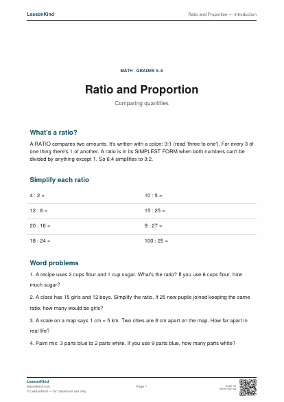 Preview of Ratio and Proportion — Introduction