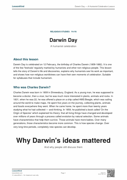 Preview of Darwin Day — A Humanist Celebration Lesson