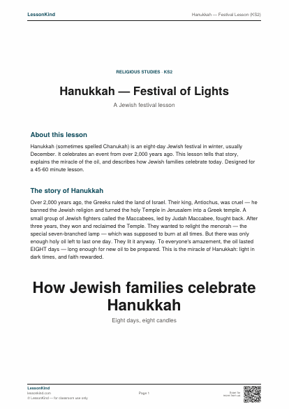 Preview of Hanukkah — Festival Lesson (KS2)