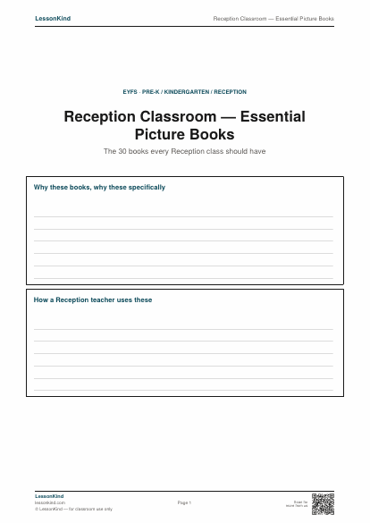 Preview of Reception Classroom — Essential Picture Books