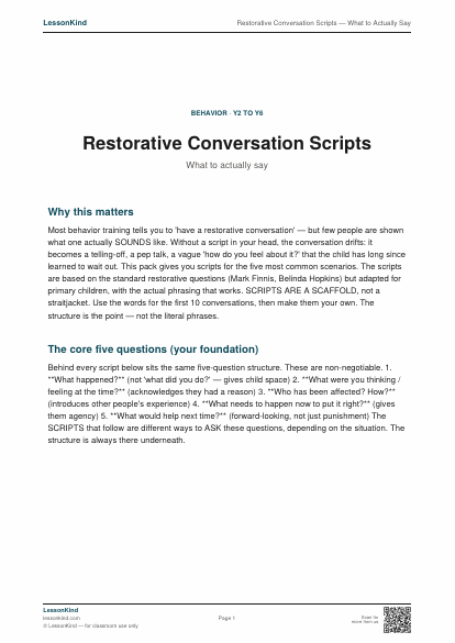 Preview of Restorative Conversation Scripts — What to Actually Say