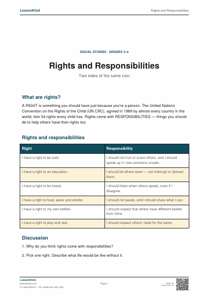Preview of Rights and Responsibilities