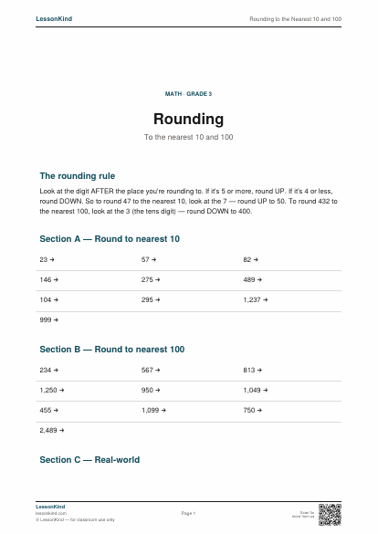 Preview of Rounding to the Nearest 10 and 100