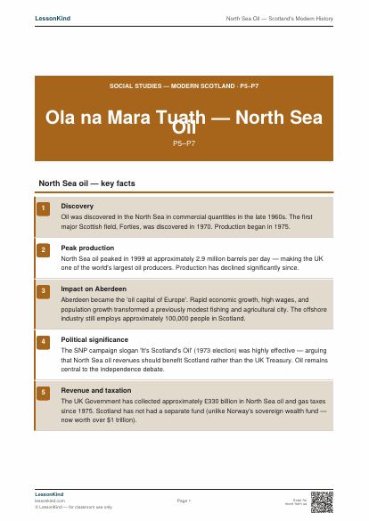First page preview of North Sea Oil — Scotland's Modern History