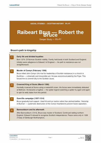 First page preview of Robert the Bruce — King of Scots (Deeper Study)