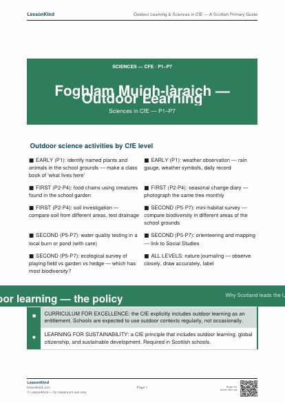 Preview of Outdoor Learning & Sciences in CfE — A Scottish Primary Guide