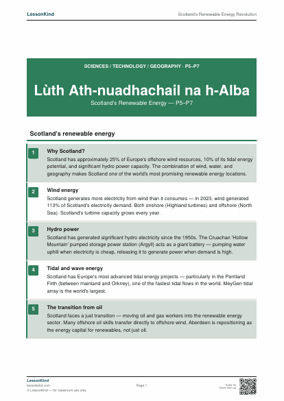First page preview of Scotland's Renewable Energy Revolution