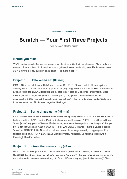 Preview of Scratch — Your First Three Projects