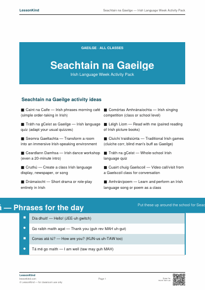 Preview of Seachtain na Gaeilge — Irish Language Week Activity Pack