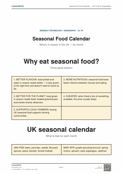 Preview of Seasonal Food Calendar — UK Fruit & Vegetables
