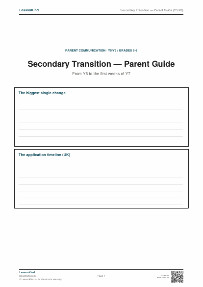Preview of Secondary Transition — Parent Guide (Y5/Y6)