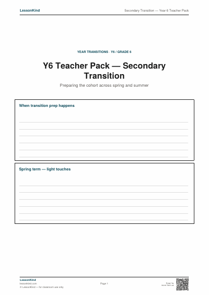 Preview of Secondary Transition — Year 6 Teacher Pack