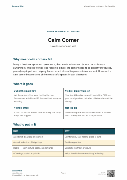 Preview of Calm Corner — How to Set One Up