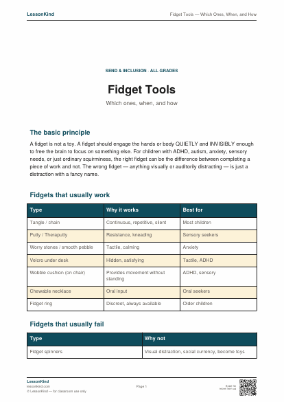 Preview of Fidget Tools — Which Ones, When, and How
