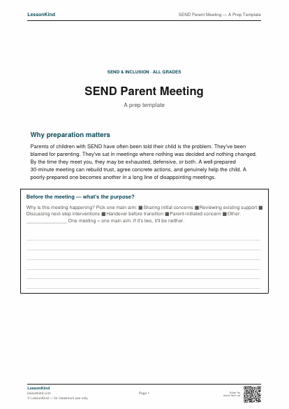 Preview of SEND Parent Meeting — A Prep Template