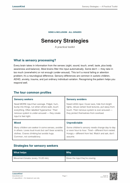Preview of Sensory Strategies — A Practical Toolkit