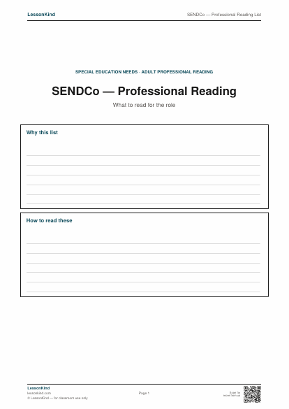 Preview of SENDCo — Professional Reading List