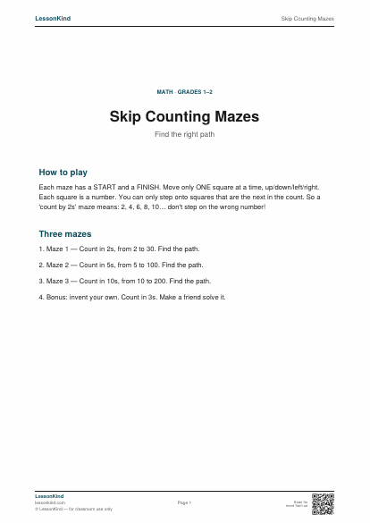 Preview of Skip Counting Mazes