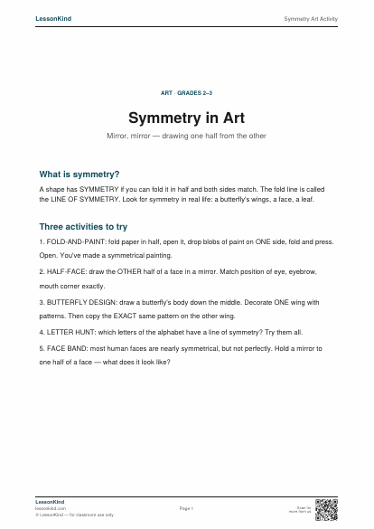 Preview of Symmetry Art Activity