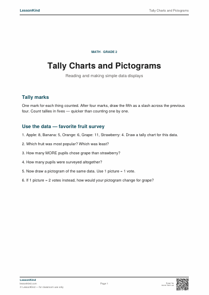Preview of Tally Charts and Pictograms