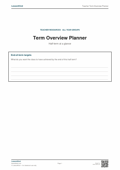 Preview of Teacher Term Overview Planner