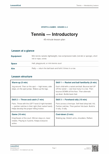 Preview of Tennis — Introductory Lesson