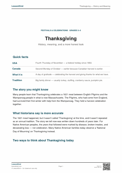 Preview of Thanksgiving — History and Meaning
