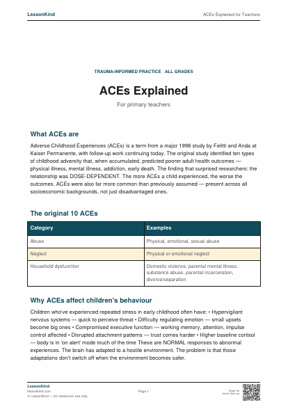 Preview of ACEs Explained for Teachers