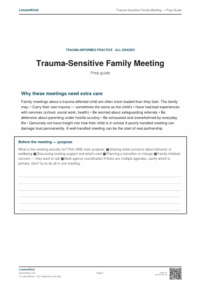 Preview of Trauma-Sensitive Family Meeting — Prep Guide