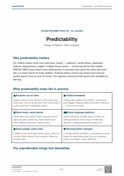 Preview of Predictability — A Staff-Room Poster