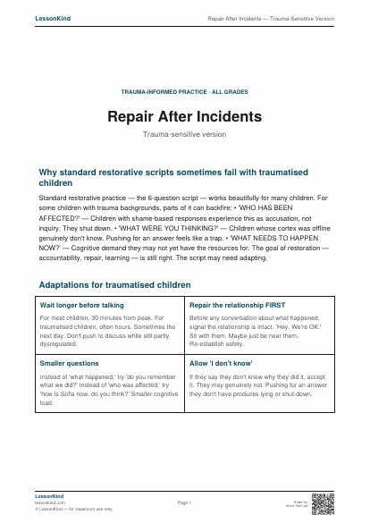 Preview of Repair After Incidents — Trauma-Sensitive Version