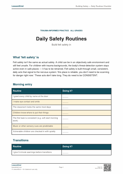 Preview of Building Safety — Daily Routines Checklist