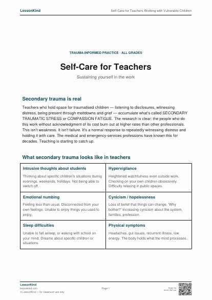 Preview of Self-Care for Teachers Working with Vulnerable Children