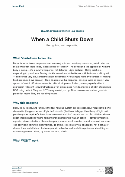 Preview of When a Child Shuts Down — What to Do