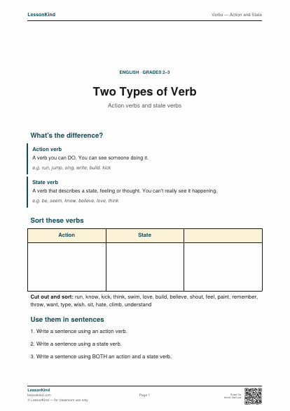 Preview of Verbs — Action and State