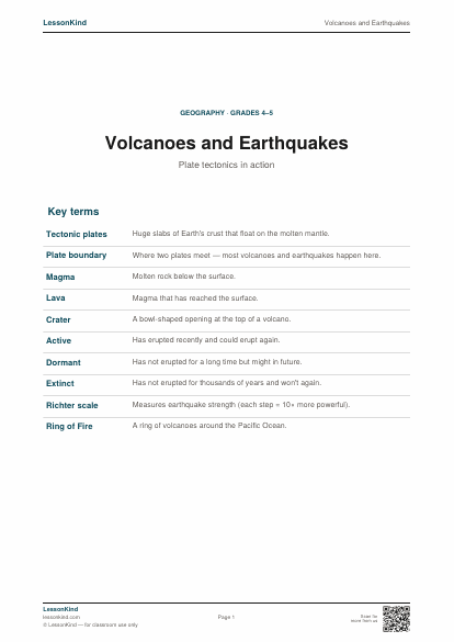 Preview of Volcanoes and Earthquakes