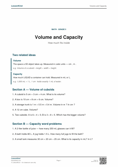 Preview of Volume and Capacity