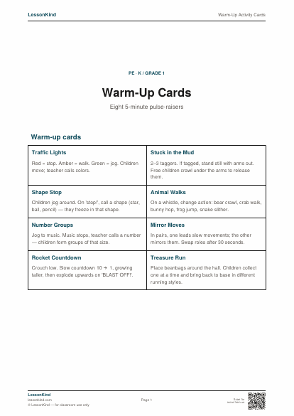 Preview of Warm-Up Activity Cards