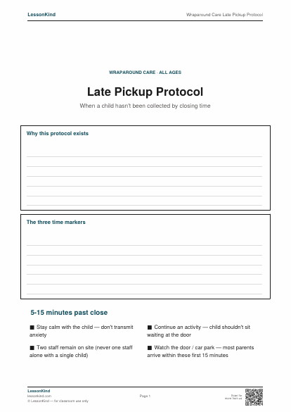 Preview of Wraparound Care Late Pickup Protocol