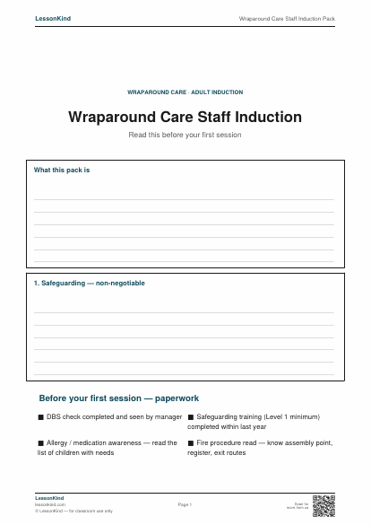Preview of Wraparound Care Staff Induction Pack