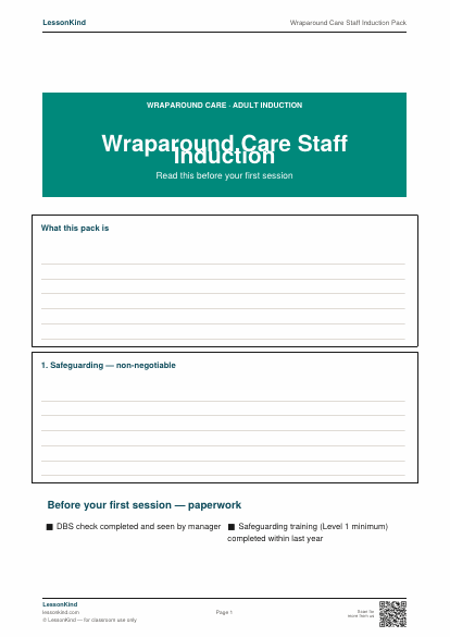 Preview of Wraparound Care Staff Induction Pack